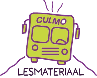 Beeldmerk Lesmateriaal Culturele Mobiliteit Groningen - groene bus als strip